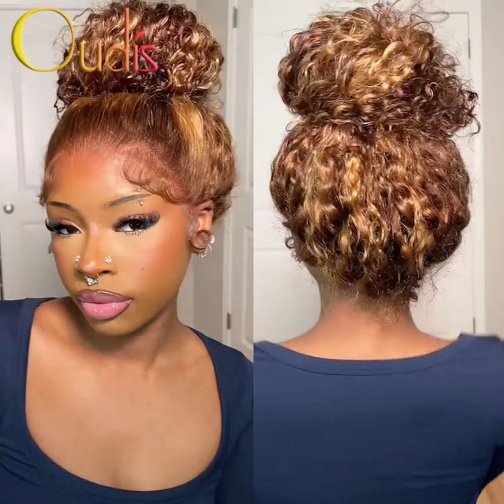 250 Density Invisible Strap Highlight 360 Full Hd Lace Front Wig Honey Blonde Glueless Wig H Deep Wave Frontal Wig Human Hair
