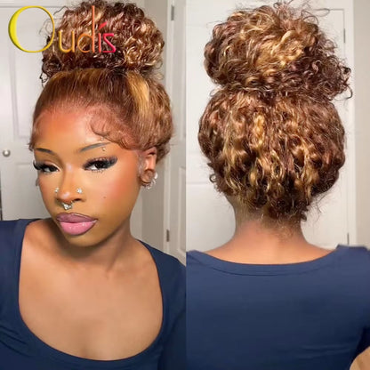 250 Density Invisible Strap Highlight 360 Full Hd Lace Front Wig Honey Blonde Glueless Wig H Deep Wave Frontal Wig Human Hair