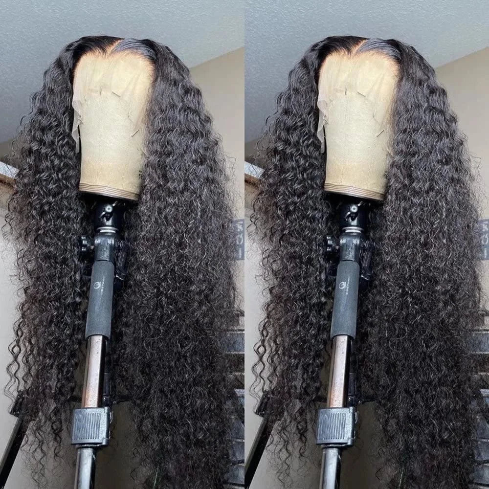 34Inch 13X6 Deep Wave Lace Front Wigs Human Hair 180% Density HD Frontal Water Wave Human Hair Wigs for Black Women Long Curly